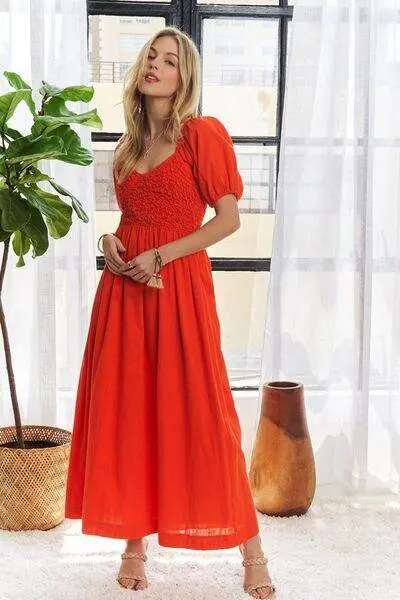 ADORA Popcorn Smocked Puff Sleeve Dress - Image 4