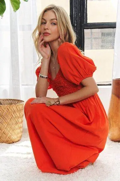 ADORA Popcorn Smocked Puff Sleeve Dress - Image 6