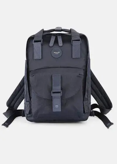 Himawari Contrast Waterproof Canvas Backpack Bag with Round Label