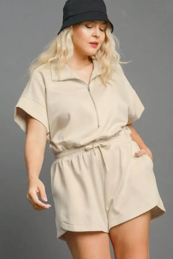 Umgee Full Size Half Sleeve Dolman Sleeved Romper Plus Size - Image 3