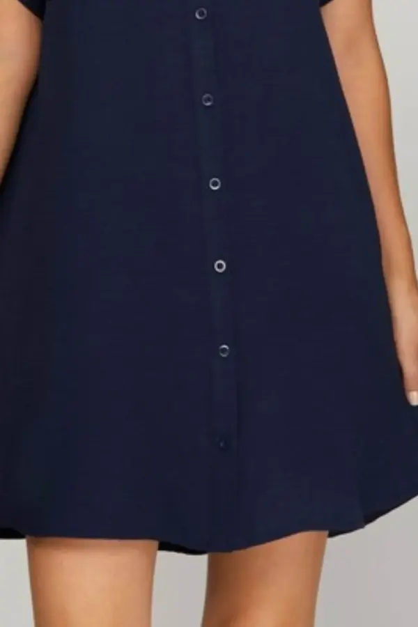 She + Sky Full Size Button Down Short Sleeve Woven Shirt Dress Plus Size - Image 2