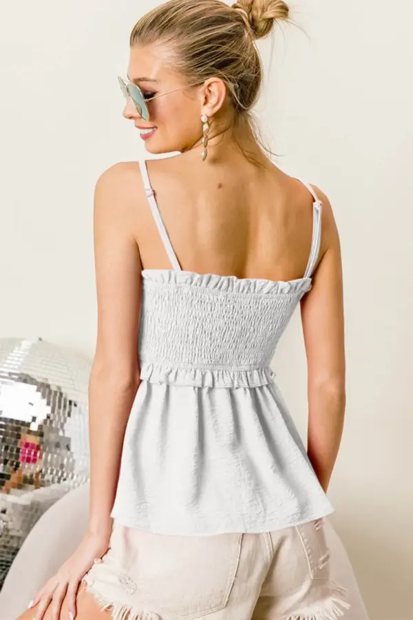 BiBi Ruffle Edge Smocking Babydoll Cami - Image 2