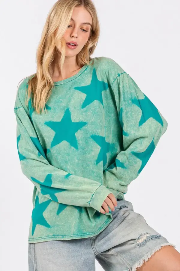 SAGE + FIG Mineral Wash Star Pattern T-Shirt - Image 4