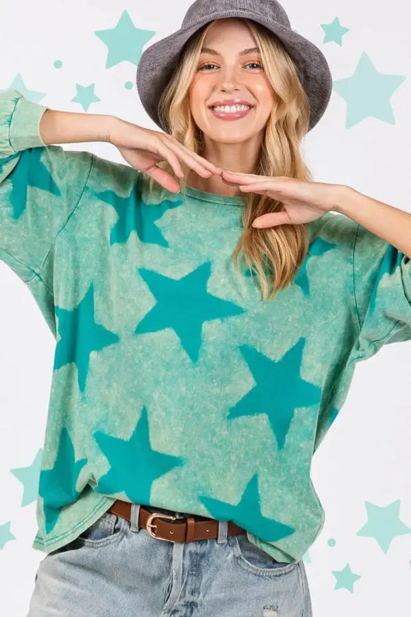 SAGE + FIG Mineral Wash Star Pattern T-Shirt - Image 6