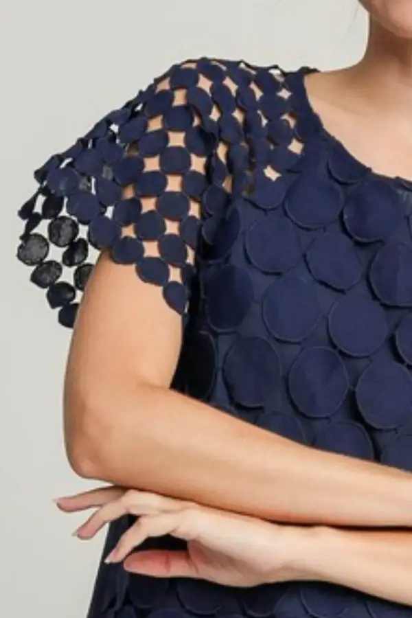 Umgee Full Size Mixed Polka Dot Lace Raglan Sleeve Boxy Cut Top Plus Size - Image 3