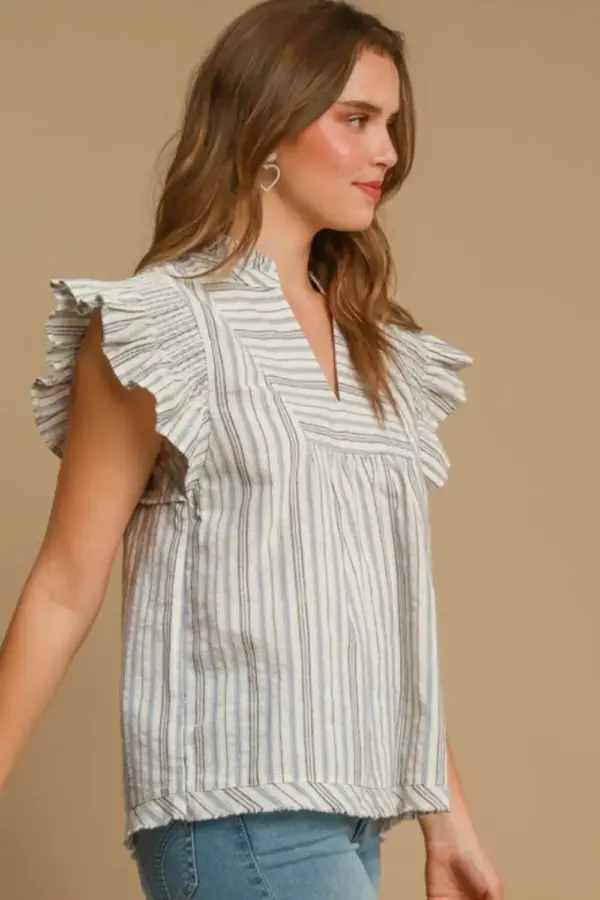 Umgee Full Size Striped Babydoll Top Plus Size - Image 2