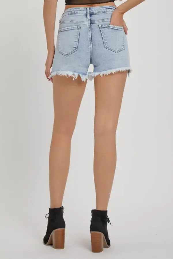 RISEN Full Size High Rise Rhinestone Strap Embellished Denim Shorts - Image 2