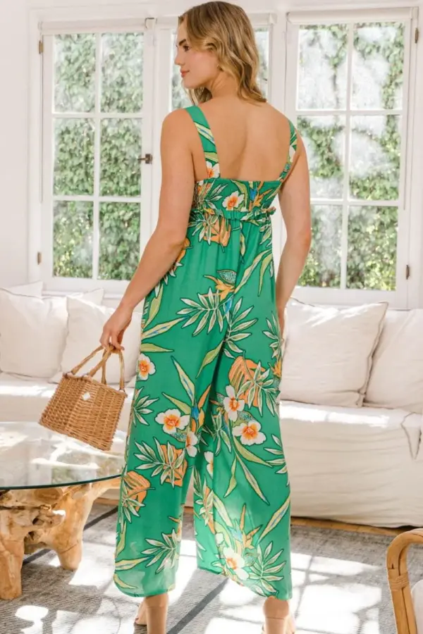 ODDI Full Size Floral Sleeveless Wide Leg Jumpsuit - Image 2