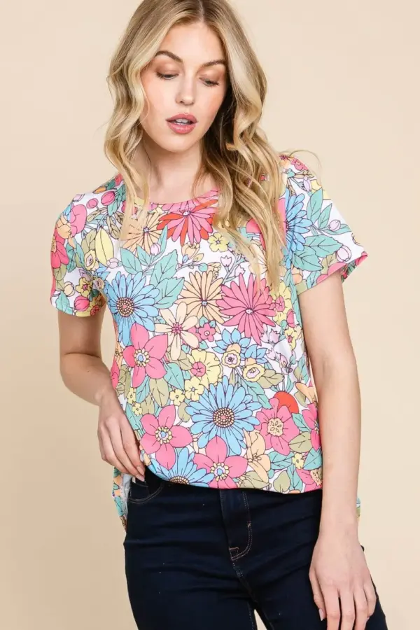 BOMBOM Floral Short Sleeve T-Shirt - Image 4