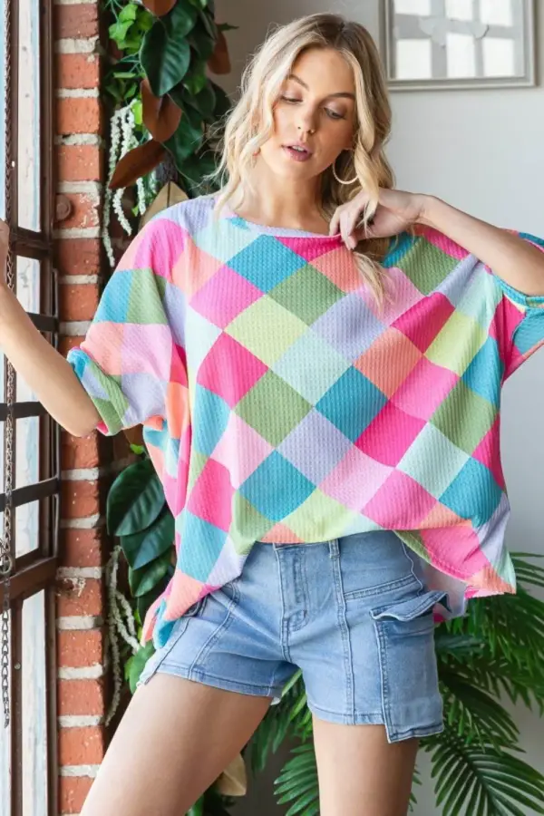 HOPELY Color Block Waffle Oversized T-Shirt - Image 4