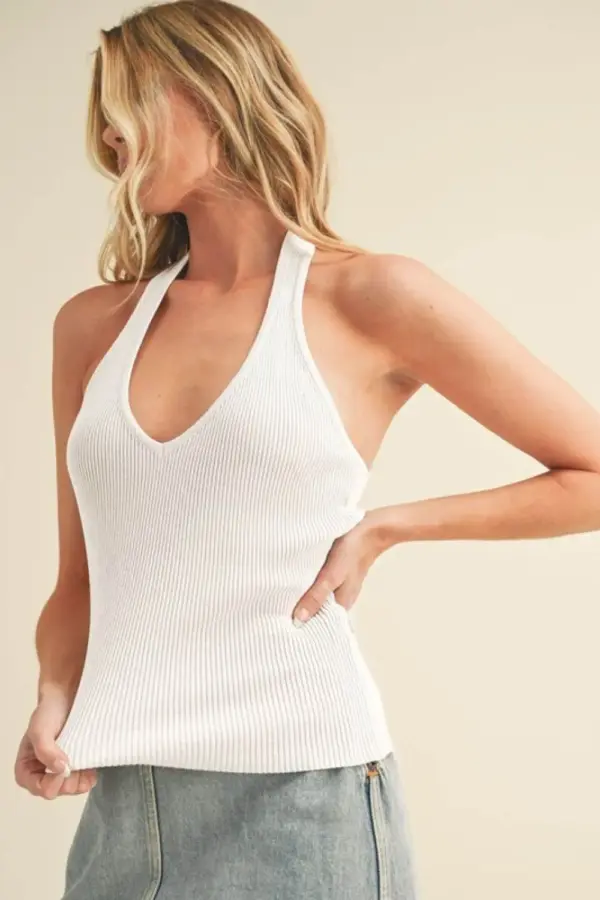 Aemi + Co Ribbed Halter Neck Cami