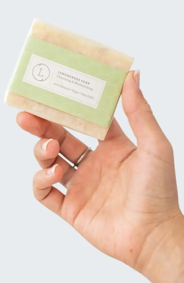 2 x Lemongrass Natural Soap Bar, Handmade Body Soap Gift - Image 2
