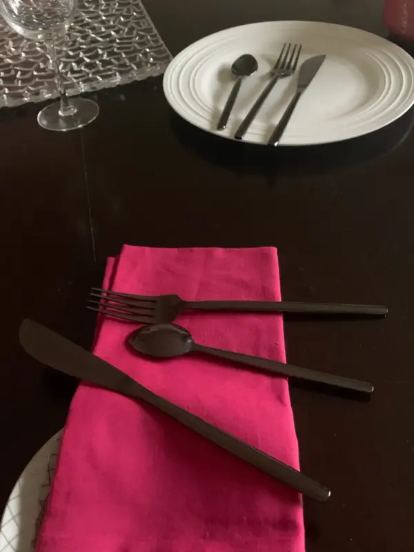 Black Stainless Steel Flatware 36 PC Set-Dinner knives, Dinner Forks, Teaspoons - Image 5
