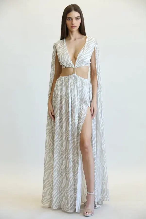 Blanca - Nude Zebra Print Pattern Dress - Image 3