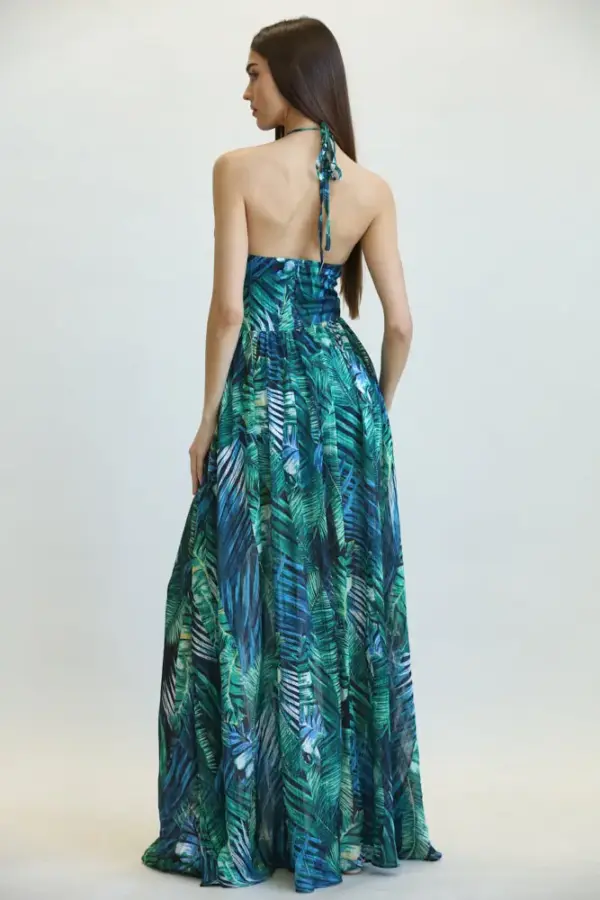 Amata - Jungle Leaf Print Pattern Dress - Image 3