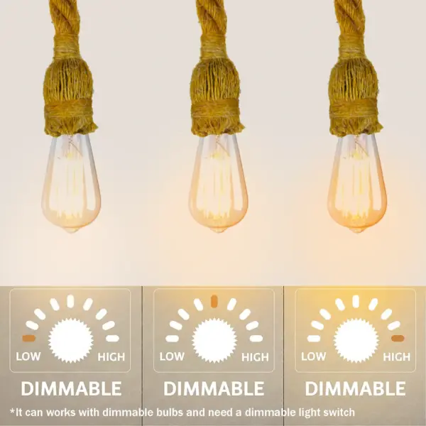 Industrial Hemp Rope Pendant lighting Edison E26 Socket Rope Lighting Farmhouse Lamp~1235 - Image 8