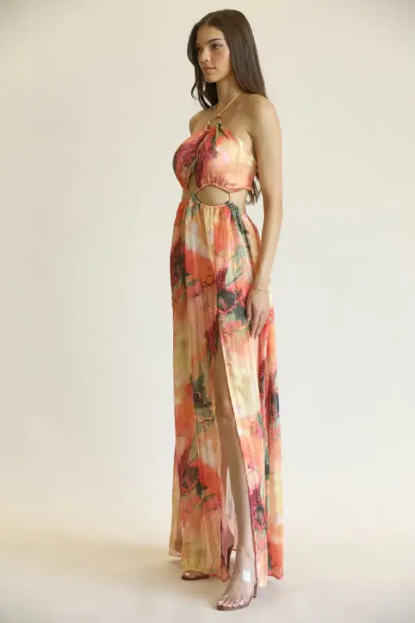 Sontee - Multi-color Marble Print Pattern Dress - Image 2