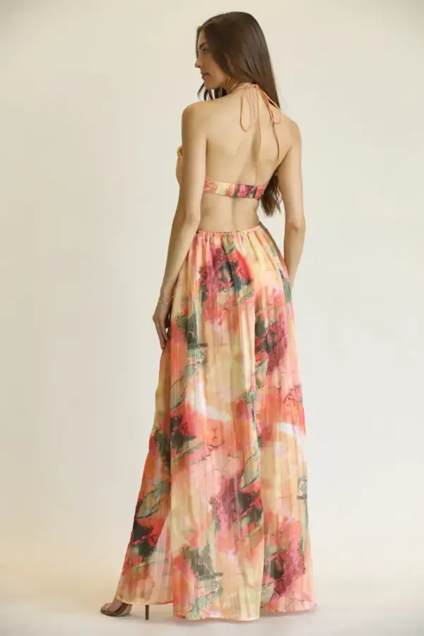 Sontee - Multi-color Marble Print Pattern Dress - Image 3